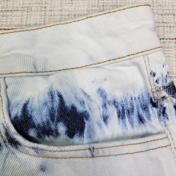 Zara High Rise Bleached Raw Hem White Blue Shorts Size 8 - Picture 5 of 12